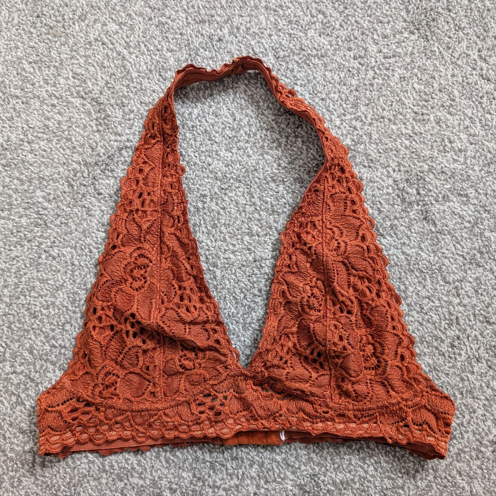 Lace Halter Bralette in Rust